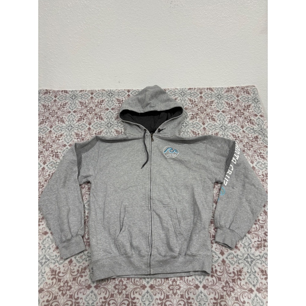 Prairie Mountain Santa Cruz California Full Zip Hoodie Gray Mens Large Wave Logo